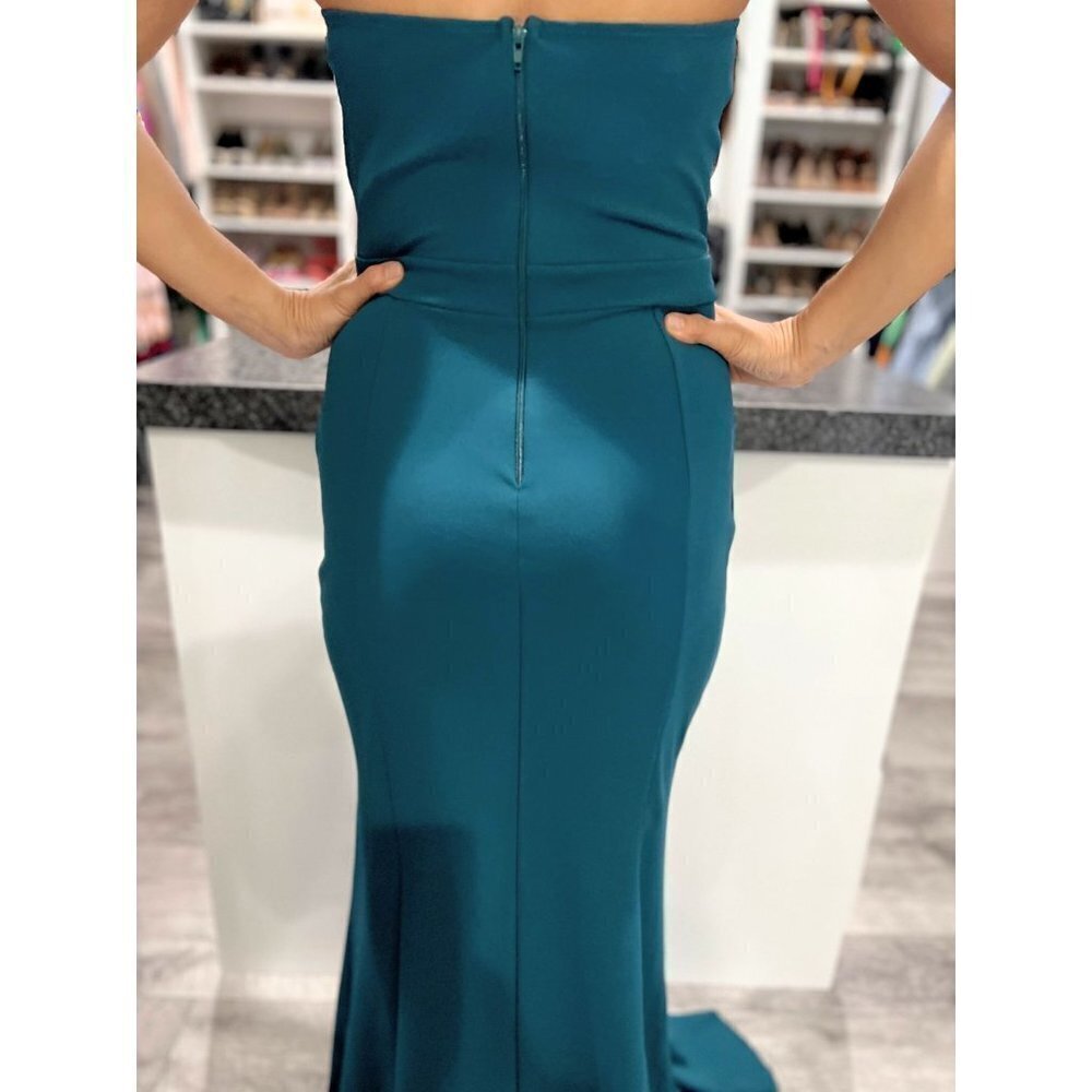 NWT Symphony Teal Green Ruffled Strapless Formal Gown $178 - Picture 8 of 11
